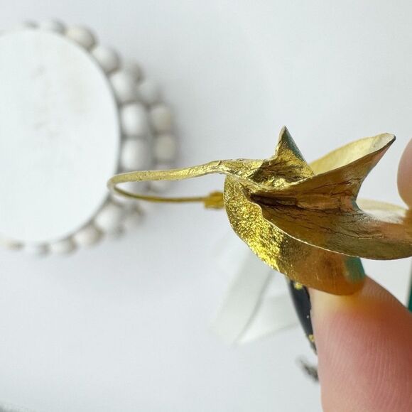 Fulani Twisted Basket Gold Plated Hoop Earrings Chunky West Africa Modernist - Picture 13 of 14